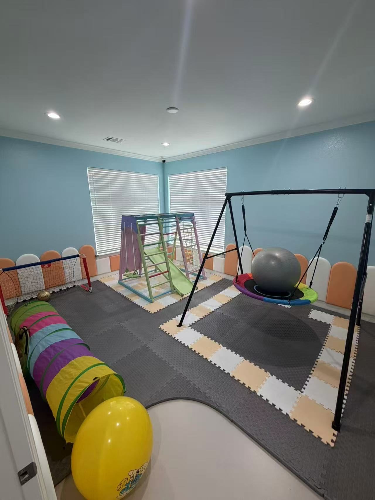 Sensory gym with swing and play equipment